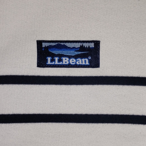 LL Bean Pullover Sweatshirt Womens XS Blue White Striped Mock Neck LS - Picture 6 of 16